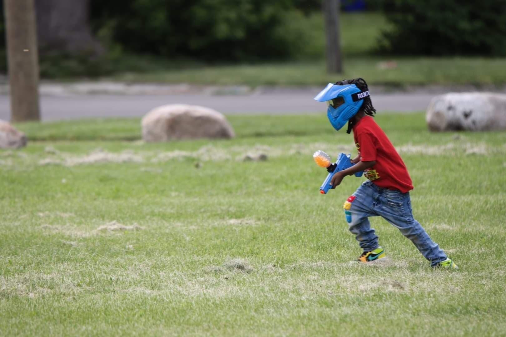 Players running in Gellyball